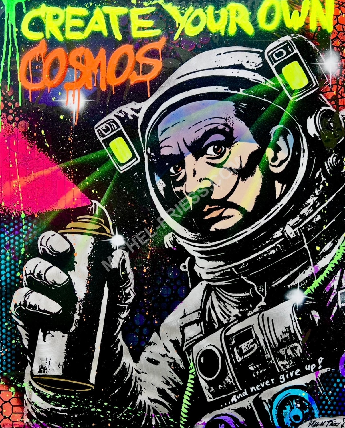 CREATE YOUR OWN COSMOS - Unikat 80x100cm auf handgebürstetem 2mm Aluminiumblech