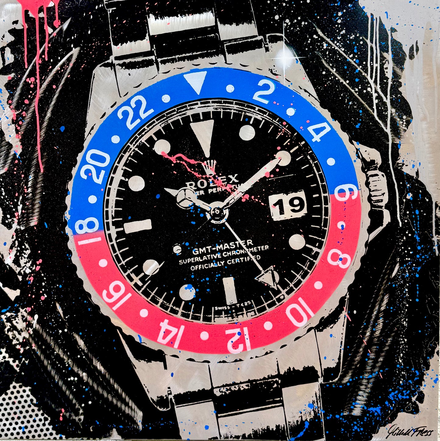 ROLEX „Pepsi“, Unikat auf Alu 90x90cm