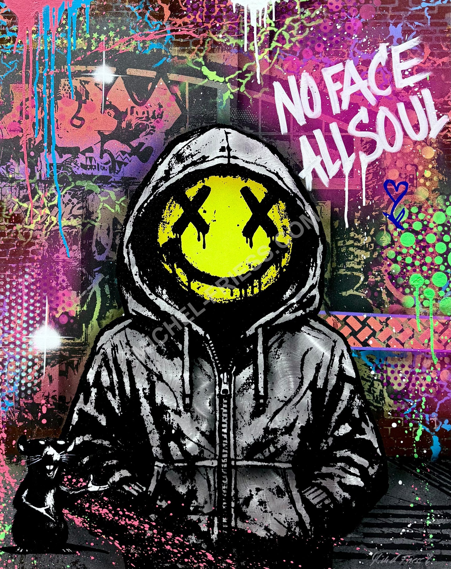 NO FACE-ALL SOUL, Unikat 80x100cm auf handgebürstetem Aluminiumblech 2mm