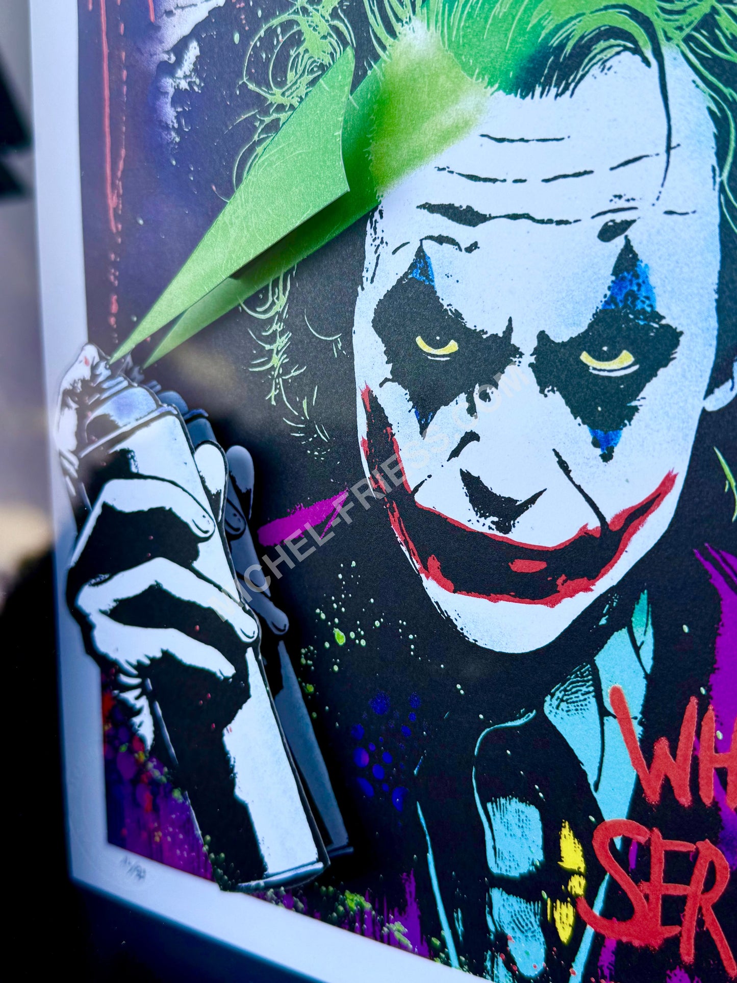 JOKER SPRAY - 3D Papierarbeit 25x25cm, gerahmt hinter Museumsglas, limitiert auf 99 Exemplare, handsigniert und nummeriert
