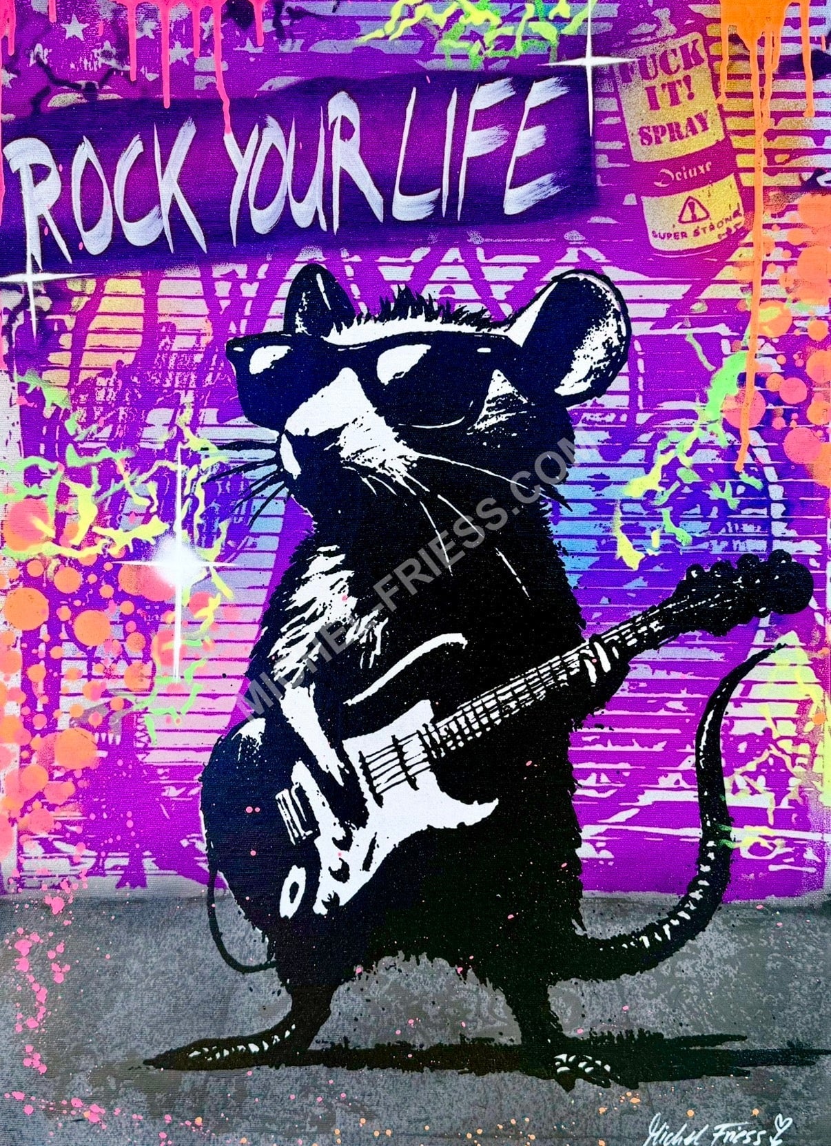 .ROCKSTAR RAT, Unikat auf 50x70cm Museumsleinwand