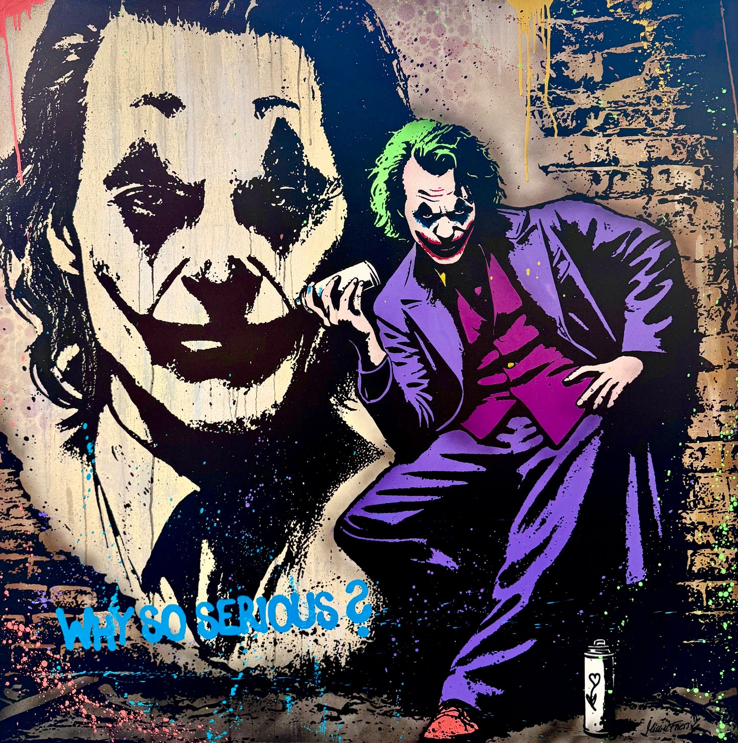 DOUBLE JOKER - grosses Unikat 120x120cm auf Museumsleinwand 4cm