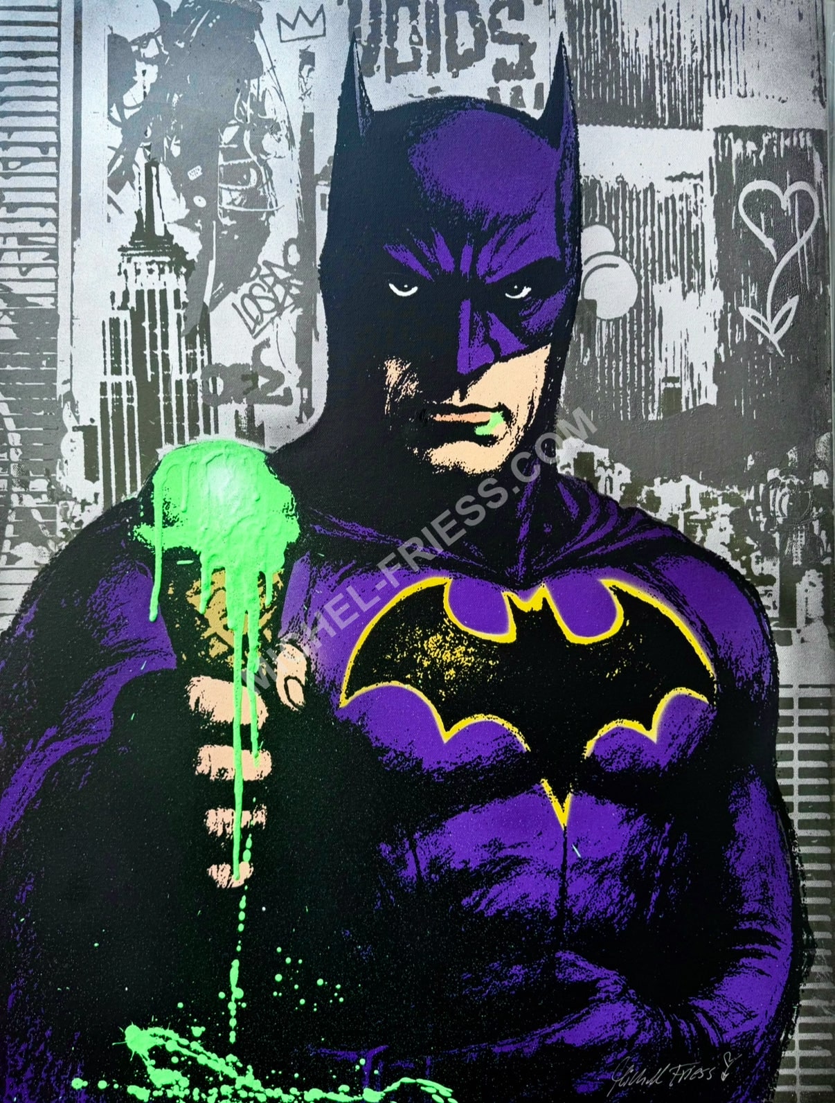 THE BATMAN ICE CREAM, Unikat auf 60x80cm Museumsleinwand 4cm