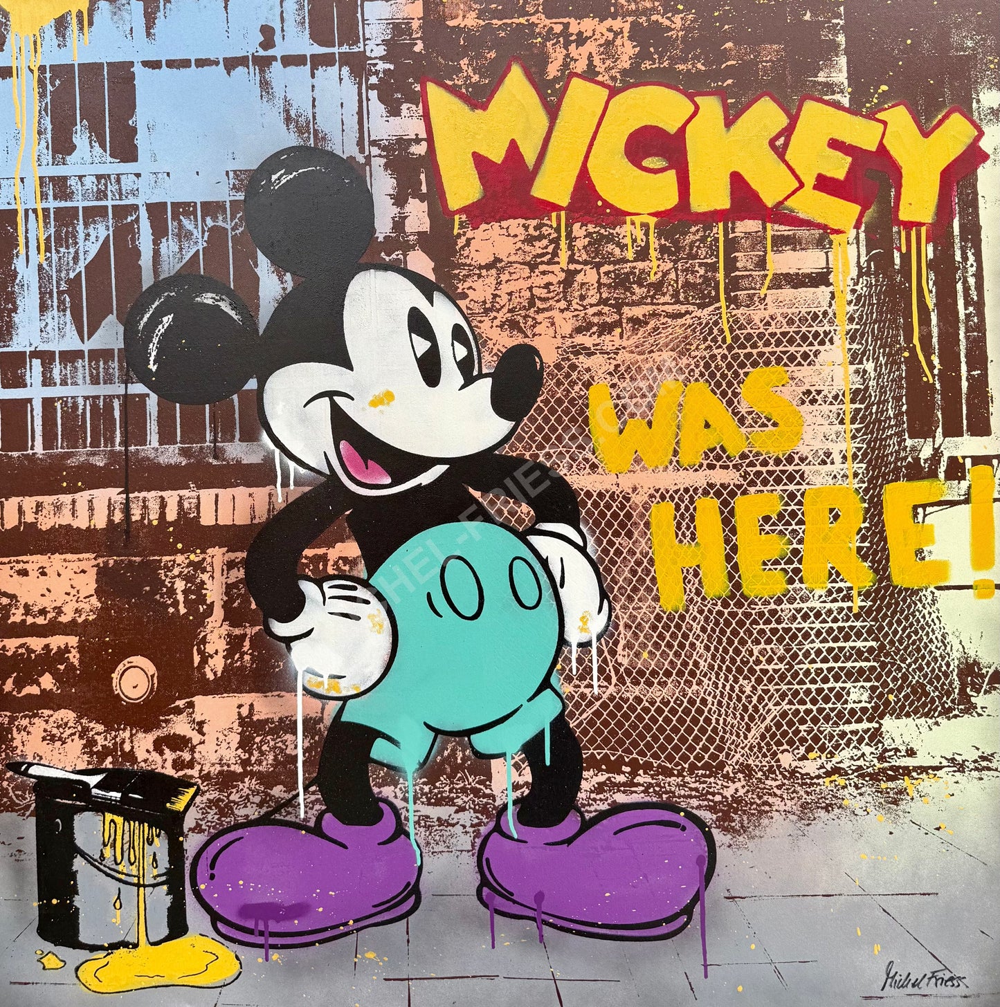 MICKEY WAS HERE! - Unikat 80x100cm auf Museumsleinwand 4cm