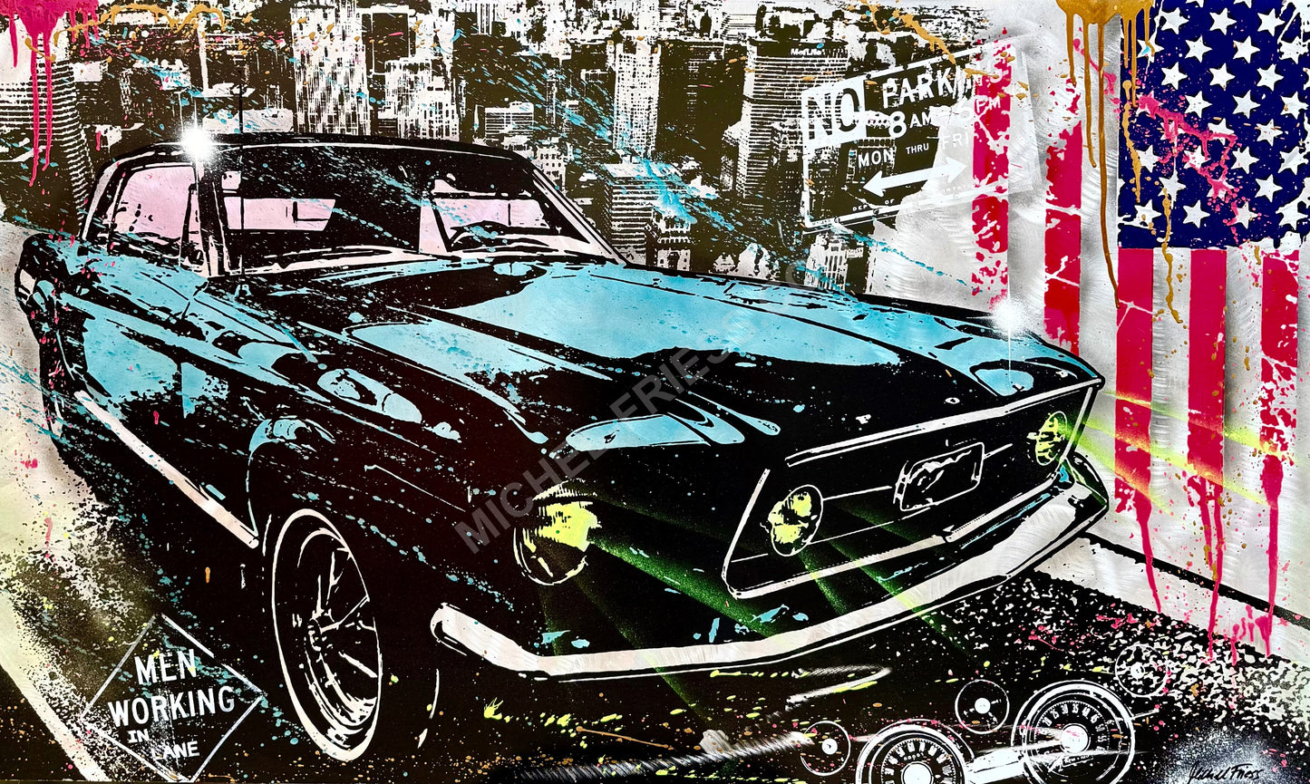 MUSTANG🇺🇸 - Unikat auf 150x90cm Aluminiumblech 2mm