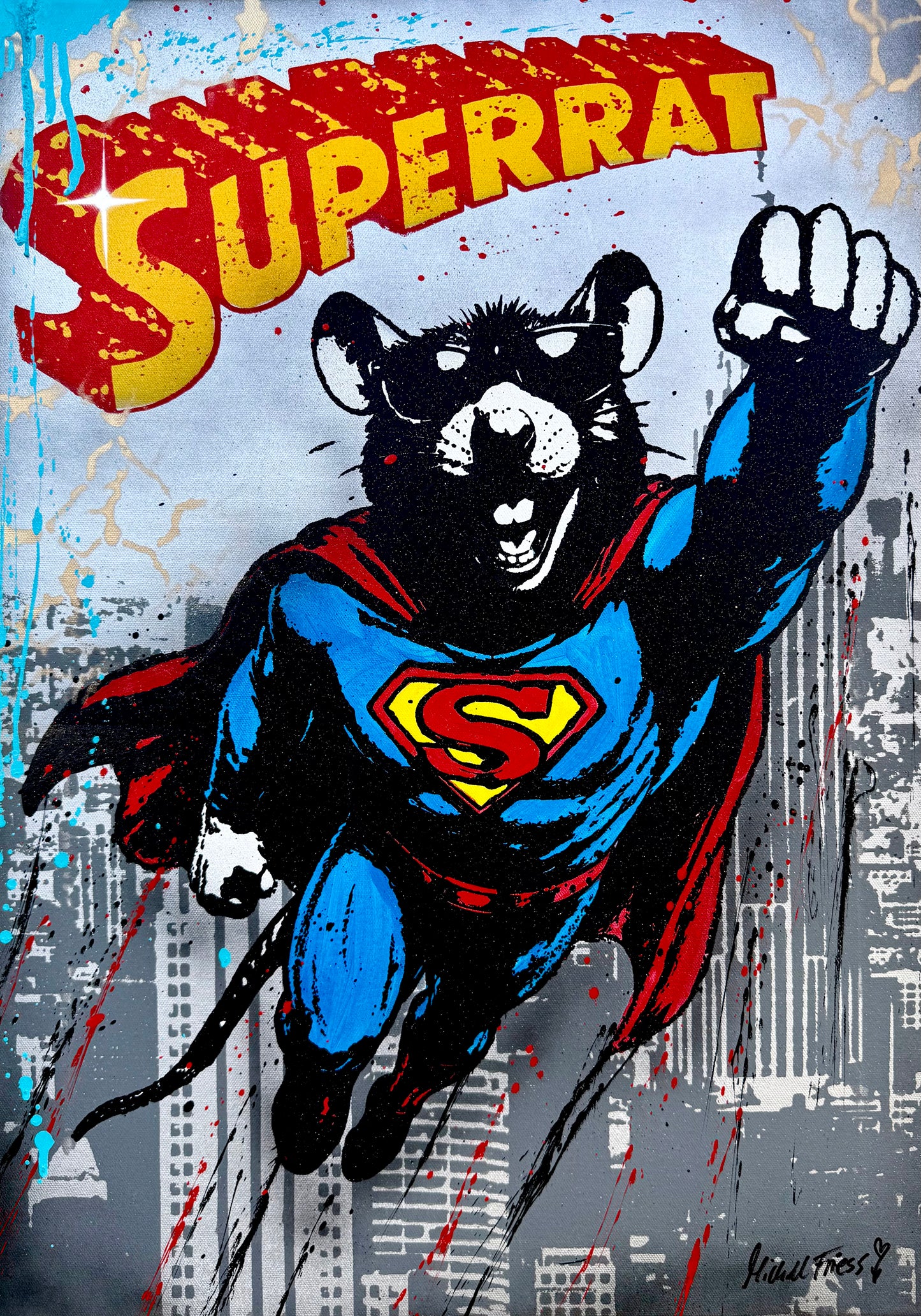 SUPERRAT✨💪🏼, Unikat auf 50x70cm Museumsleinwand 4cm