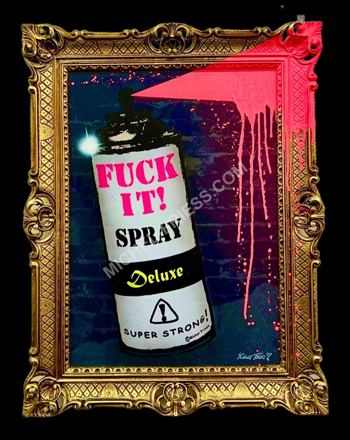 FUCK IT SPRAY - BAROCK, Unikat auf 50x70cm Leinwand im Barockrahmen