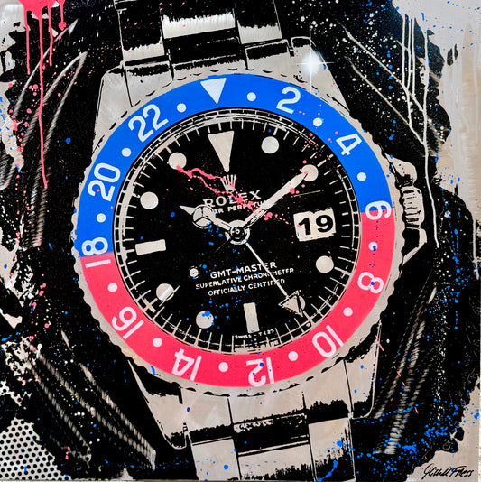 ROLEX „Pepsi“, Unikat auf Alu 90x90cm