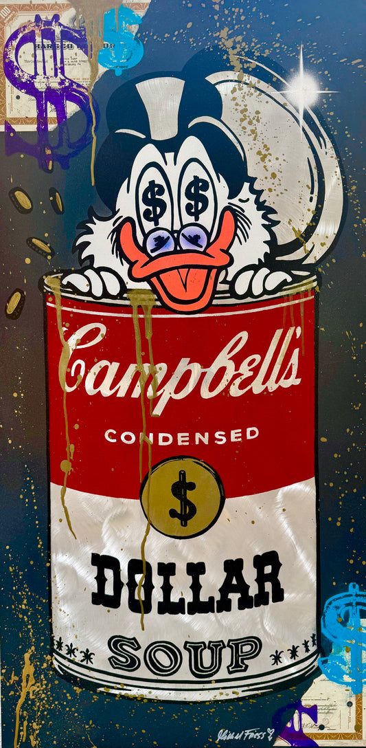 DOLLAR SOUP, Unikat auf Alu 120x60cm