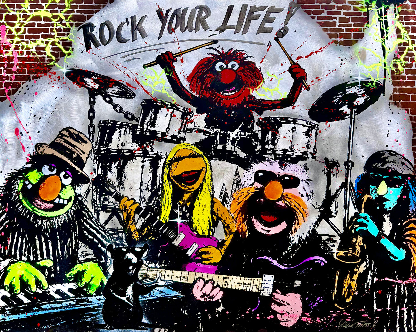 .MUPPETSBAND - ROCK YOUR LIFE 🤘✨, Unikat 80x100cm, Acryl auf handgebürstetem Alumminium 2mm