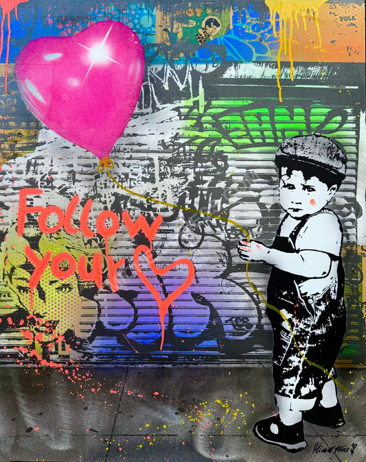 LITTLE BALLOON BOY 🎈Unikat 80x100cm auf Aluminium 2mm