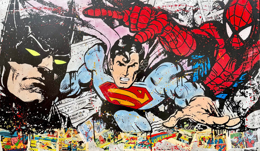 MY SUPER HEROES - Unikat, 150x90cm auf Aluminium 2mm