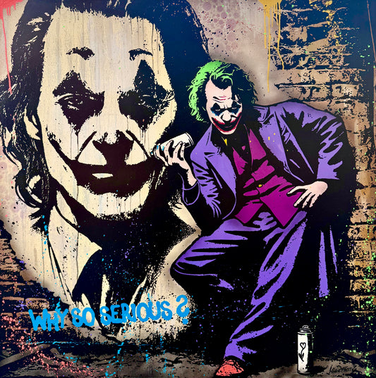 DOUBLE JOKER - grosses Unikat 120x120cm auf Museumsleinwand 4cm