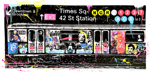 MY NYC SUBWAY, - grosser, hochwertiger Pigmentdruck 120x60cm auf schwerem Büttenpapier, handüberarbeitet als Unikat, handsigniert und nummeriert (ungerahmt)