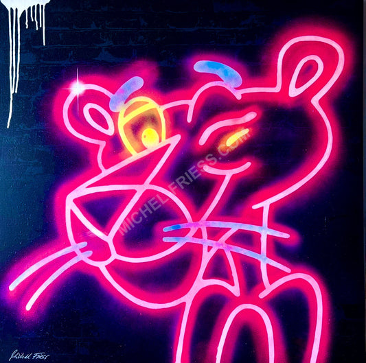 NEON PANTHER - Unikat 100x100cm auf Museumsleinwand 4cm