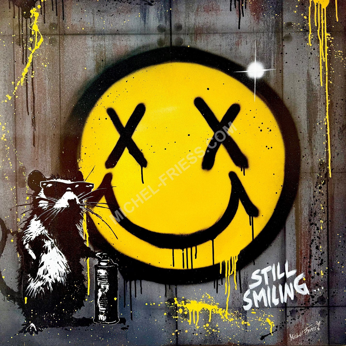 .STILL SMILING, Unikat auf Museumsleinwand 100x100cm