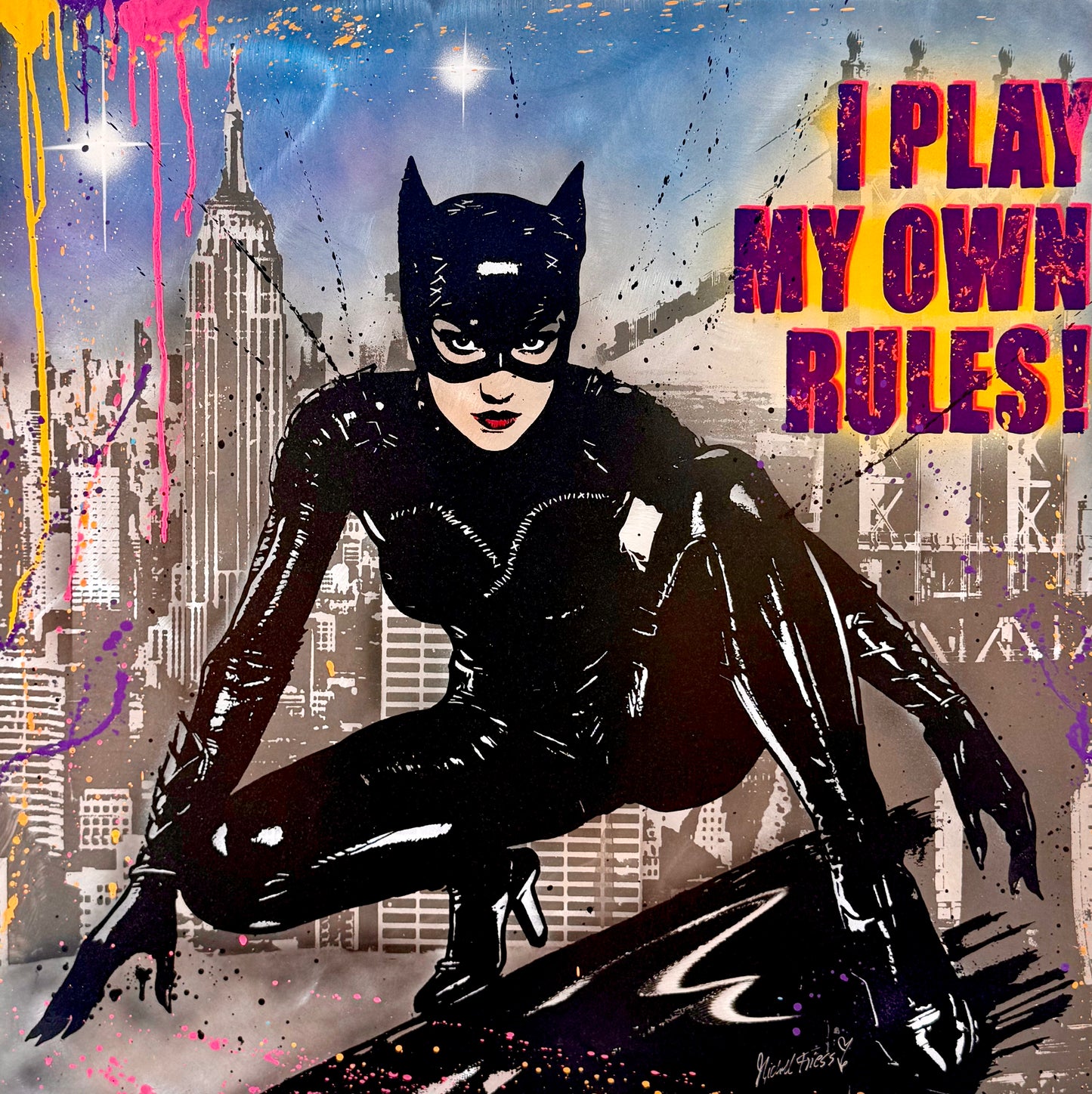 CATWOMAN NYC🇺🇸🗽, Unikat auf Alu 90x90cm