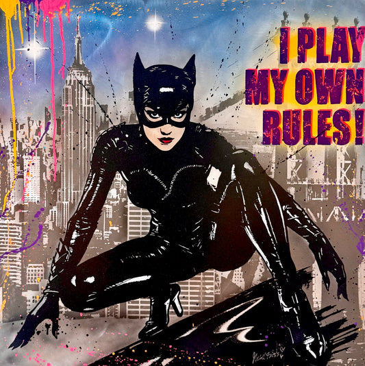 CATWOMAN NYC🇺🇸🗽, Unikat auf Alu 90x90cm
