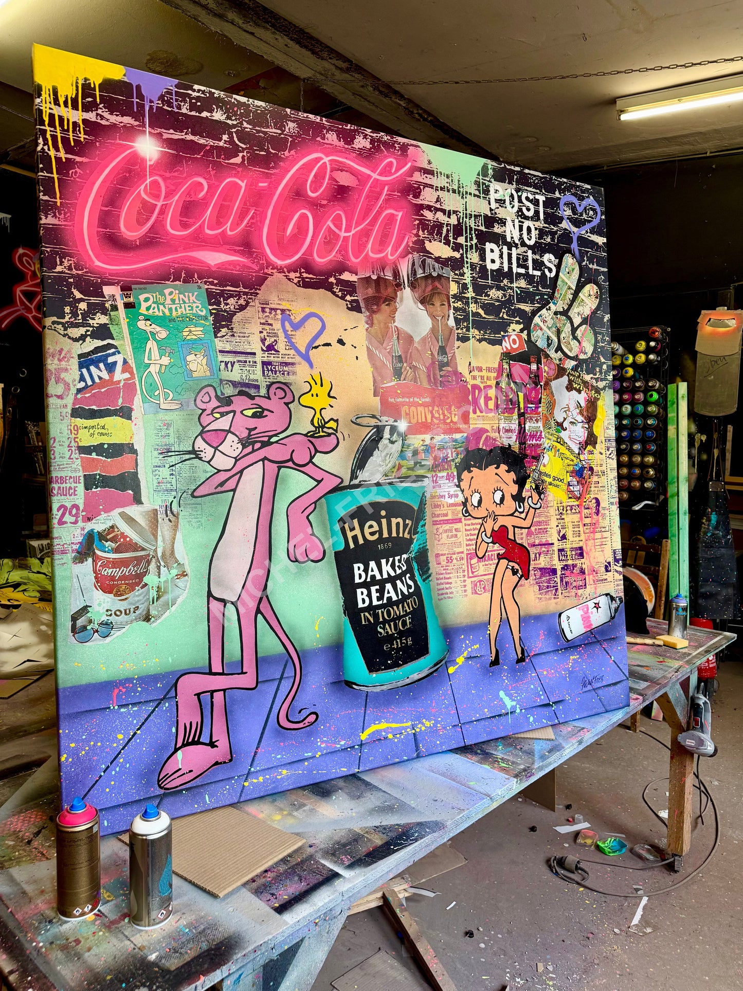 ULTIMATE POP II, grosses und aufwendiges Unikat auf Leinwand 150x150cm Museumskeilrahmen 6cm.